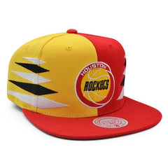 Mitchell And Ness Houston Rockets DIAMOND CUT Red Yellow Black White Snapback