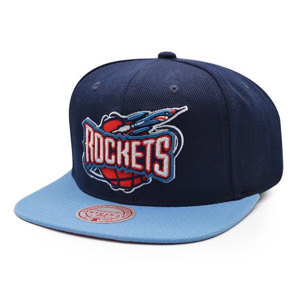Mitchell And Ness Houston Rockets CLASSIC Navy Sky Blue Red Patch Snapback Hat