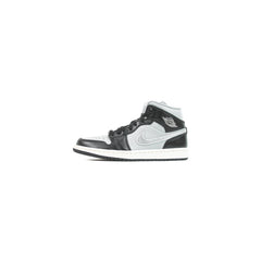 Wmns Nike Air Jordan 1 Mid SE Black Metallic Silver White Black Sneaker Shoe Trainer