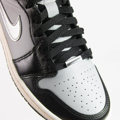 Wmns Nike Air Jordan 1 Mid SE Black Metallic Silver White Black Sneaker Shoe Trainer