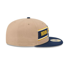 New Era Indiana Pacers '24 Draft Beige Blue Gray 59Fifty 5950 Patch Fitted Hat