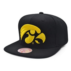 Mitchell And Ness Iowa Hawkeyes NCAA Black Yellow Gray Patch Snapback Cap Hat