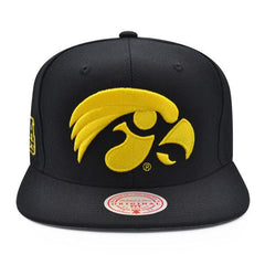 Mitchell And Ness Iowa Hawkeyes NCAA Black Yellow Gray Patch Snapback Cap Hat