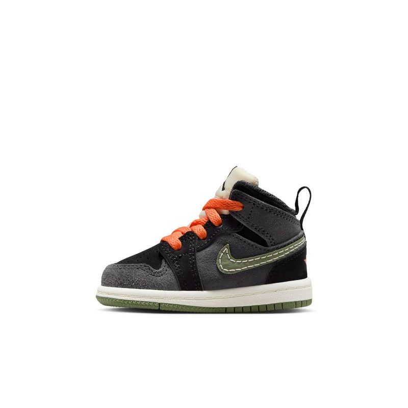 Kids Nike Air Jordan 1 Mid SE Craft TD Black Dark Grey FD9093-003 Shoe Sneaker