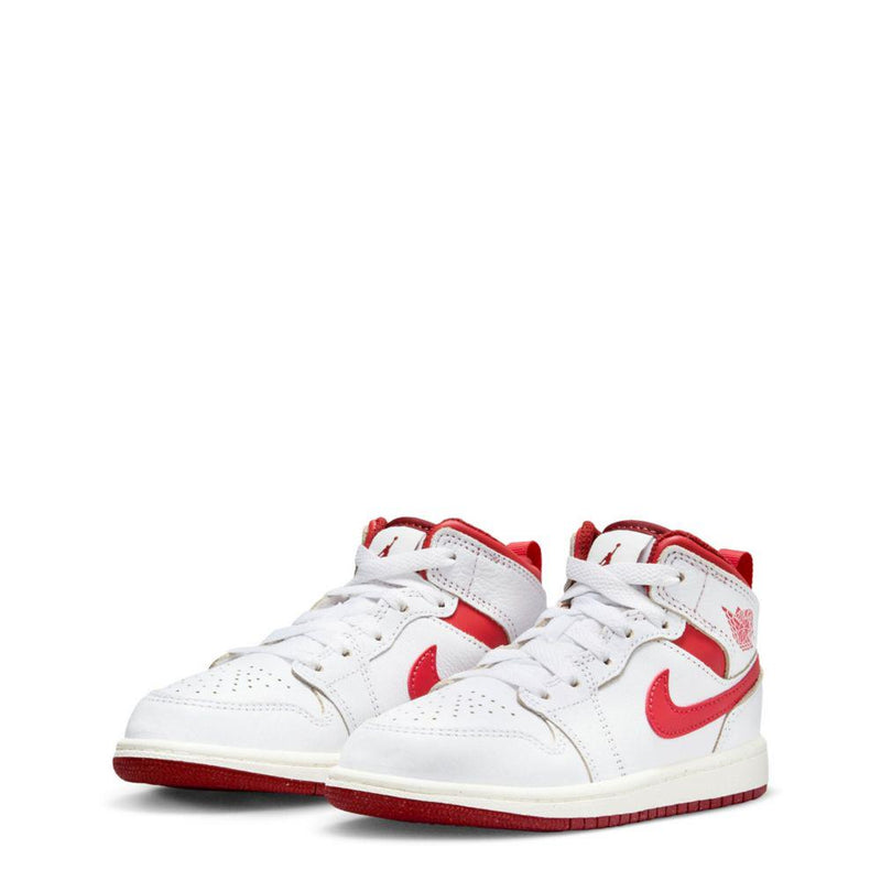 Kids Nike Jordan 1 Mid Se White Sail Dune Red FJ3467-160 Sneaker Shoe Trainer