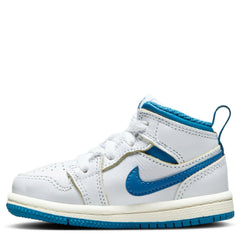 Kids Nike Air Jordan 1 Mid Se TD White Sail Industrial Blue FN7537-141 Sneaker