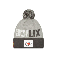 New Era Kansas City Chiefs Super Bowl LIX Sideline Grey White Red Pom Knit Hat