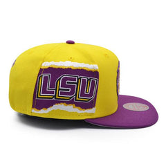 Mitchell And Ness LSU Tigers NCAA JUMBOTRON Yellow Purple Gray Patch Snapback