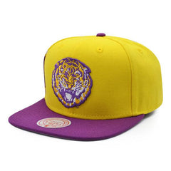 Mitchell And Ness LSU Tigers NCAA JUMBOTRON Yellow Purple Gray Patch Snapback