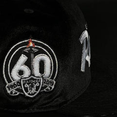 New Era LV Raiders 60th Anni Black Velvet Corduroy Grey 59Fifty 5950 Fitted Hat