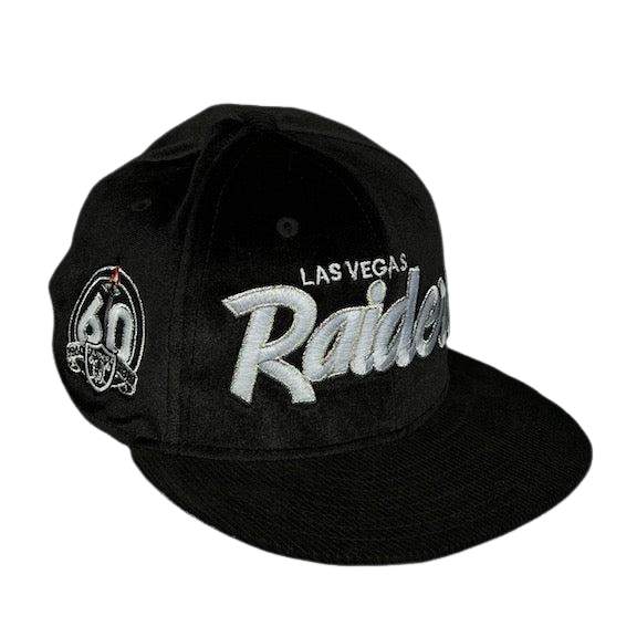 New Era LV Raiders 60th Anni Black Velvet Corduroy Grey 59Fifty 5950 Fitted Hat