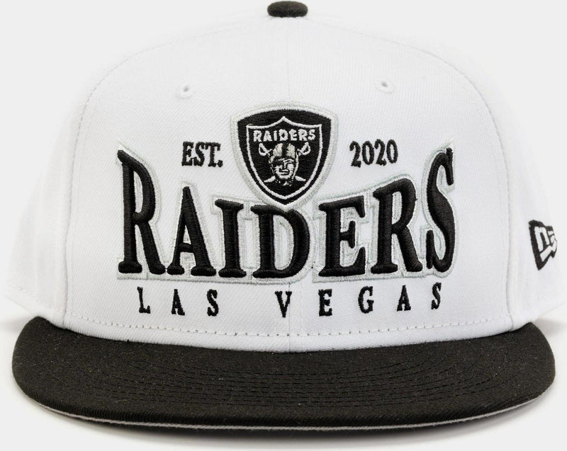 New Era Las Vegas Raiders Crest White Black 9Fifty 950 Patch Snapback Cap Hat