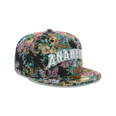 New Era LA Angels Floral Jacquard Black White Gray 59Fifty 5950 Patch Fitted Hat