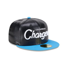 New Era LA Chargers Faux Leather Crown Black Blue Green 59Fifty 5950Fitted Hat