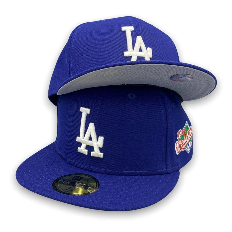 New Era LA Dodgers '88 WS Blue White Grey 59Fifty 5950 Patch Fitted Cap Hat