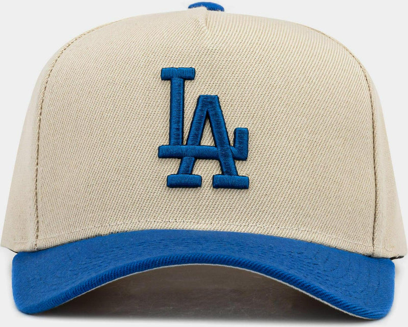 Mitchell and Ness Los Angeles Dodgers Pro Pinch Beige Blue Patch Snapback Cap