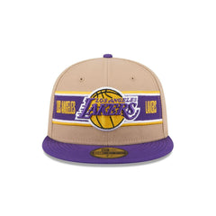 New Era LA Lakers '24 Draft Beige Purple Gray 59Fifty 5950 Patch Fitted Cap Hat