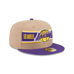 New Era LA Lakers '24 Draft Beige Purple Gray 59Fifty 5950 Patch Fitted Cap Hat