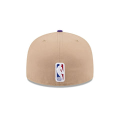 New Era LA Lakers '24 Draft Beige Purple Gray 59Fifty 5950 Patch Fitted Cap Hat