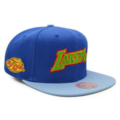 Mitchell And Ness LA Lakers '10 NBA Finals Blue Sky Lime Patch Snapback Cap Hat