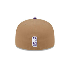 New Era Los Angeles Lakers Brown Purple Gray 59Fifty 5950 Patch Fitted Cap Hat