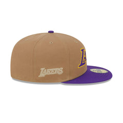 New Era Los Angeles Lakers Brown Purple Gray 59Fifty 5950 Patch Fitted Cap Hat