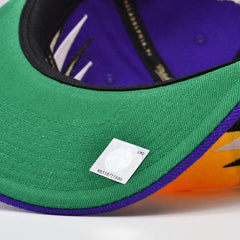 Mitchell And ness LA Lakers DIAMOND CUT Purple Yellow Green Patch Snapback Hat