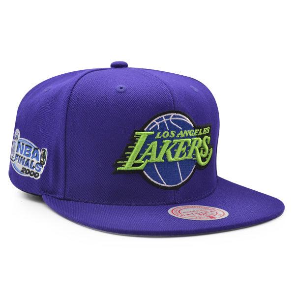 Mitchell And Ness LA Lakers 2000 NBA FINALS INV LOGO Purple Lime Gray Snapback