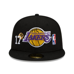 New Era LA Lakers RINGS Black Gray Purple Yellow 59Fifty 5950 Patch Fitted Hat