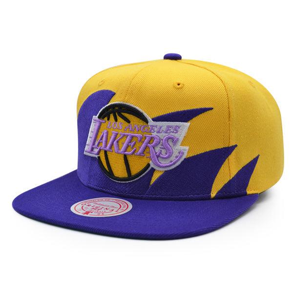 Mitchell And Ness LA Lakers SHARKTOOTH Purple Yellow Green Patch Snapback Hat
