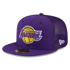 New Era LA Lakers TRUCKER Purple Yellow Gold White Black 59Fifty 5950 Patch Hat