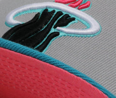 Mitchell And Ness MIAMI HEAT GREY '90 ASG GRAY TEAL PINK Patch Snapback Cap Hat