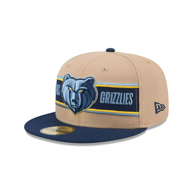 New Era Memphis Grizzlies '24 Draft Beige Blue Gray 59Fifty 5950 Patch Fitted