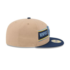 New Era Memphis Grizzlies '24 Draft Beige Blue Gray 59Fifty 5950 Patch Fitted