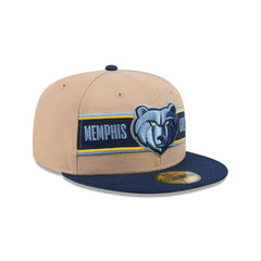New Era Memphis Grizzlies '24 Draft Beige Blue Gray 59Fifty 5950 Patch Fitted