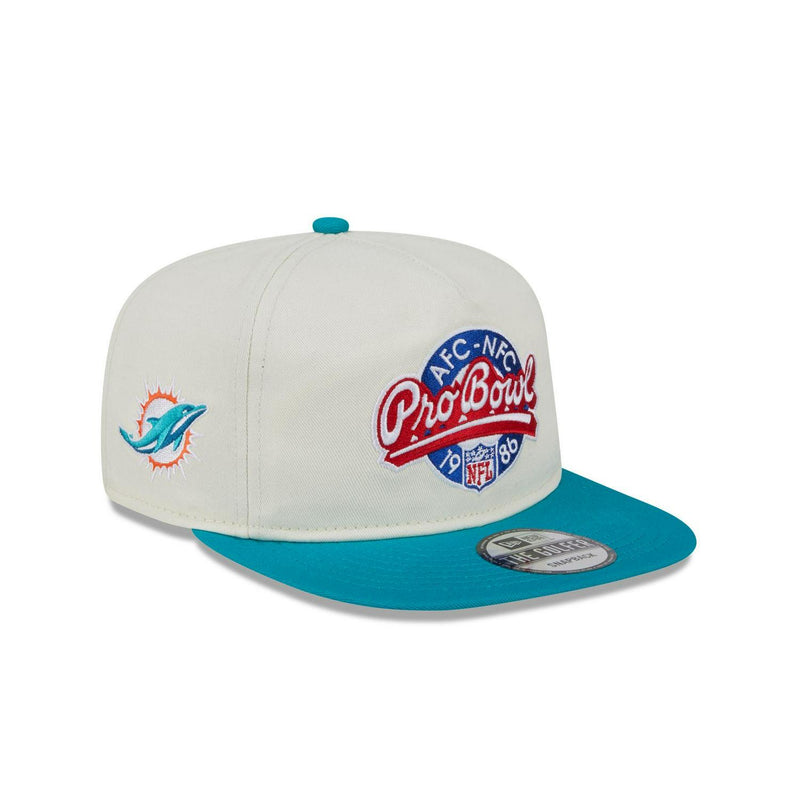 New Era Miami Dolphins Pro Bowl White Blue Gray The Golfer Patch Snapback Hat