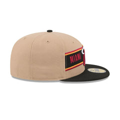 New Era Miami Heat '24 Draft Beige Black Gray 59Fifty 5950 Patch Fitted Cap Hat