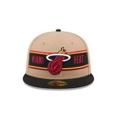 New Era Miami Heat '24 Draft Beige Black Gray 59Fifty 5950 Patch Fitted Cap Hat