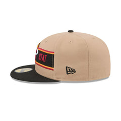 New Era Miami Heat '24 Draft Beige Black Gray 59Fifty 5950 Patch Fitted Cap Hat