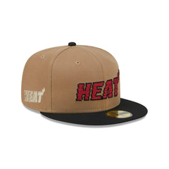 New Era Miami Heat Brown Red Black Gray 59Fifty 5950 Patch Fitted Cap Hat