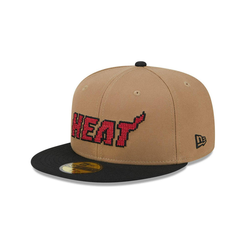 New Era Miami Heat Brown Red Black Gray 59Fifty 5950 Patch Fitted Cap Hat