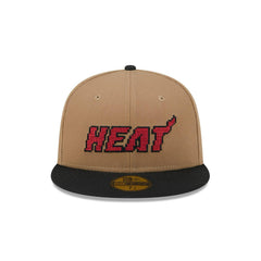 New Era Miami Heat Brown Red Black Gray 59Fifty 5950 Patch Fitted Cap Hat