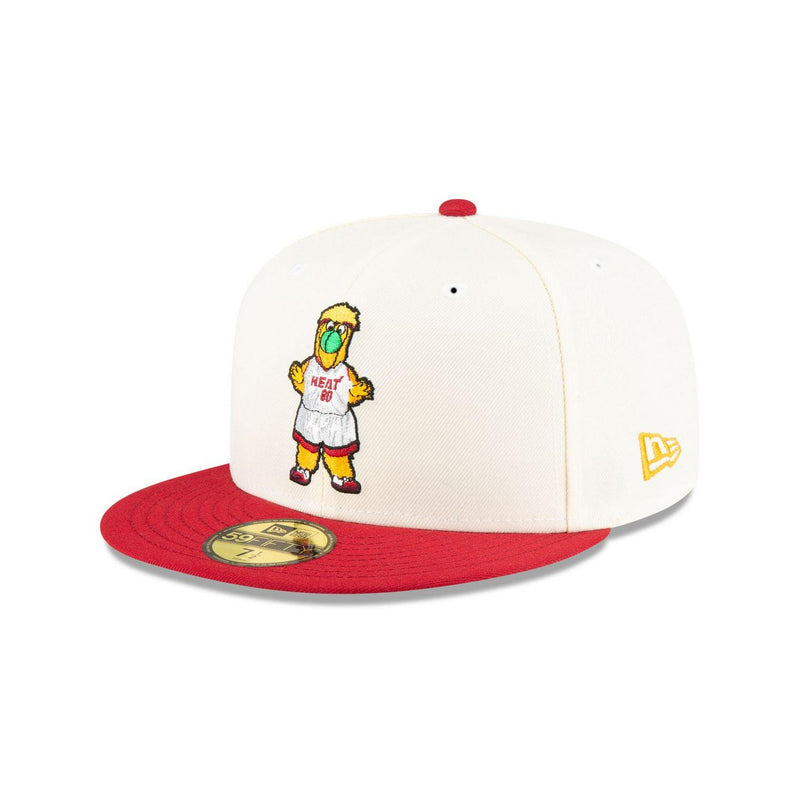 New Era Miami Heat Mascot White Red Gray 59Fifty 5950 Patch Fitted Cap Hat