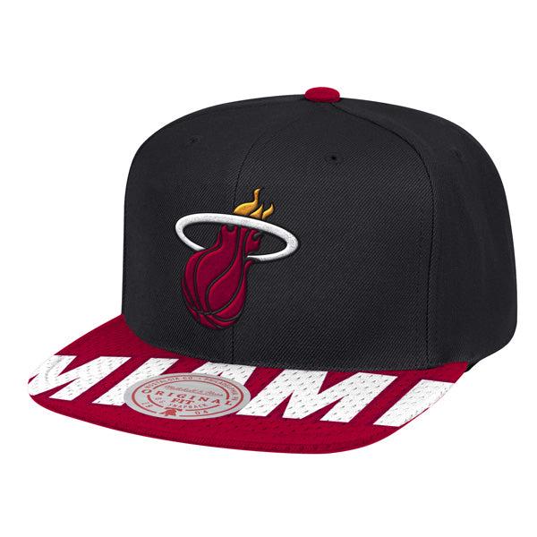 Mitchell And Ness Miami Heat SNAP SHOT NBA Black White Red Patch Snapback Hat