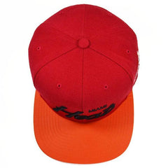 Mitchell And Ness Miami Heat REFLECTIVE BRIM Red Black Orange Patch Snapback Hat