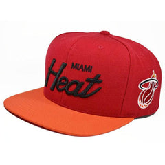 Mitchell And Ness Miami Heat REFLECTIVE BRIM Red Black Orange Patch Snapback Hat