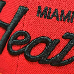 Mitchell And Ness Miami Heat REFLECTIVE BRIM Red Black Orange Patch Snapback Hat
