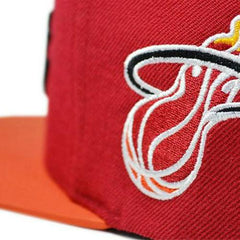 Mitchell And Ness Miami Heat REFLECTIVE BRIM Red Black Orange Patch Snapback Hat