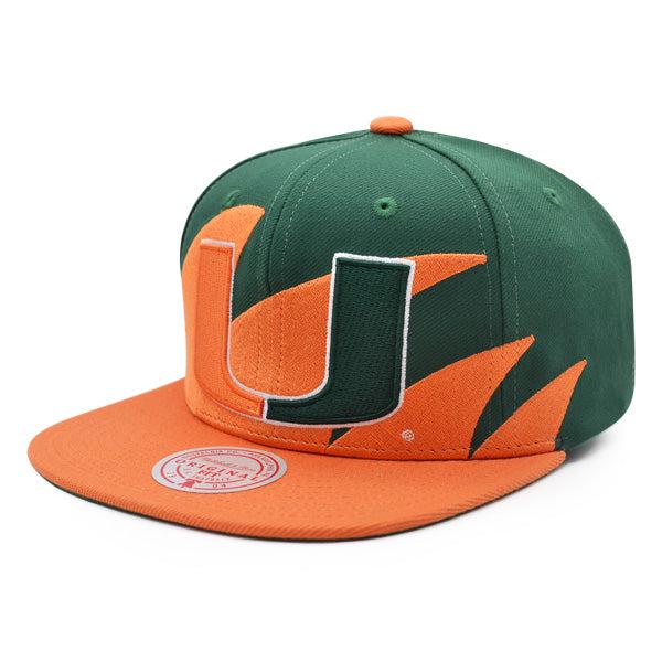Mitchell And Ness Miami Hurricanes NCAA SHARKTOOTH Orange Green Patch Snapback
