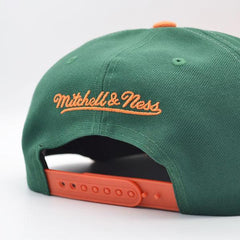 Mitchell And Ness Miami Hurricanes NCAA SHARKTOOTH Orange Green Patch Snapback